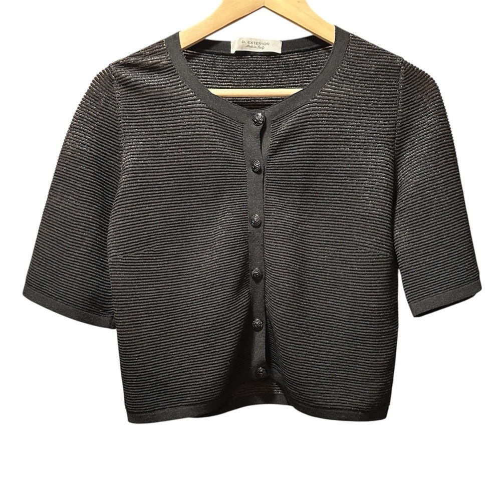 EUC D. Exterior Black Textured Button-Up Cardigan
